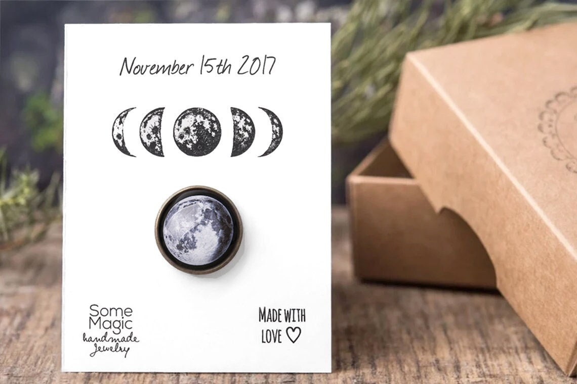 Custom Moon Phase Lapel Pin, Birthday Gift For Men, Boyfriend Gift, Custom Birth Moon, Personalized Jewelry Gift For Him, Lunar Pin, SA.1