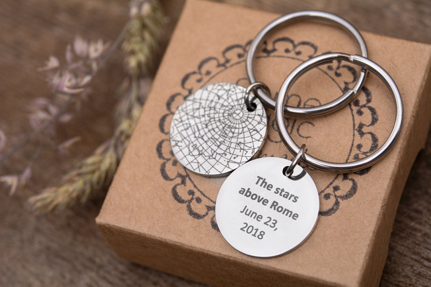Custom Star Map Keychain for Men, Personalized Birthday or Anniversary Gift for Boyfriend or Husband, Stars by Date Keyring for Him, RP.2