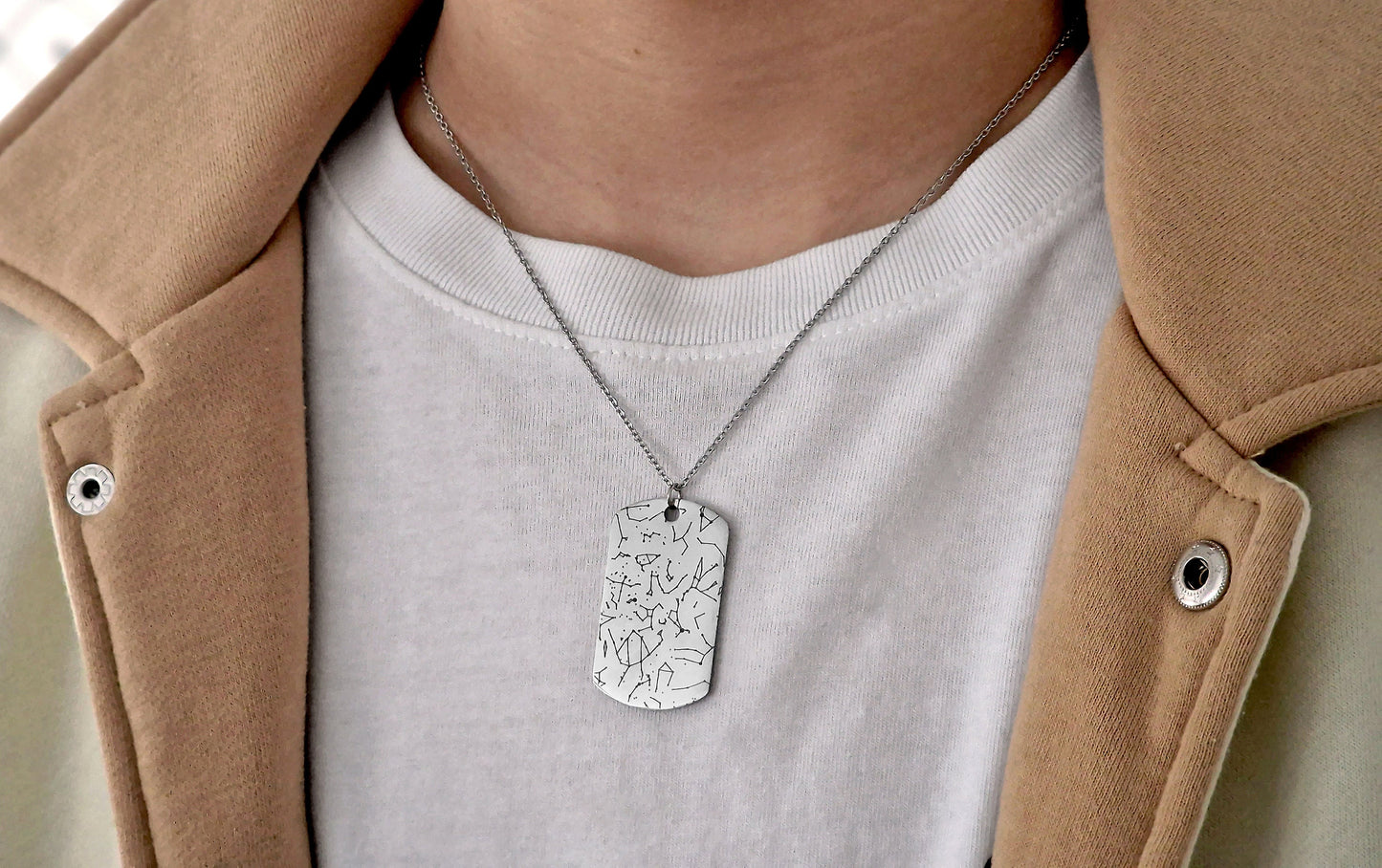 Star Map By Date Necklace, Boyfriend Gift, 1st Anniversary, 1 Year Gift, Army Dog Tag Jewelry For Men, Custom Birthday Gift For Him, KP.4