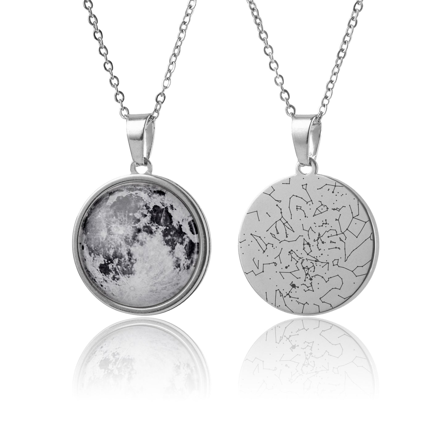 Custom Moon Phase And Star Map Necklace, Double Sided Pendant, Jewelry Birthday Gift For Women, Personalized Gift For Her, KP.7