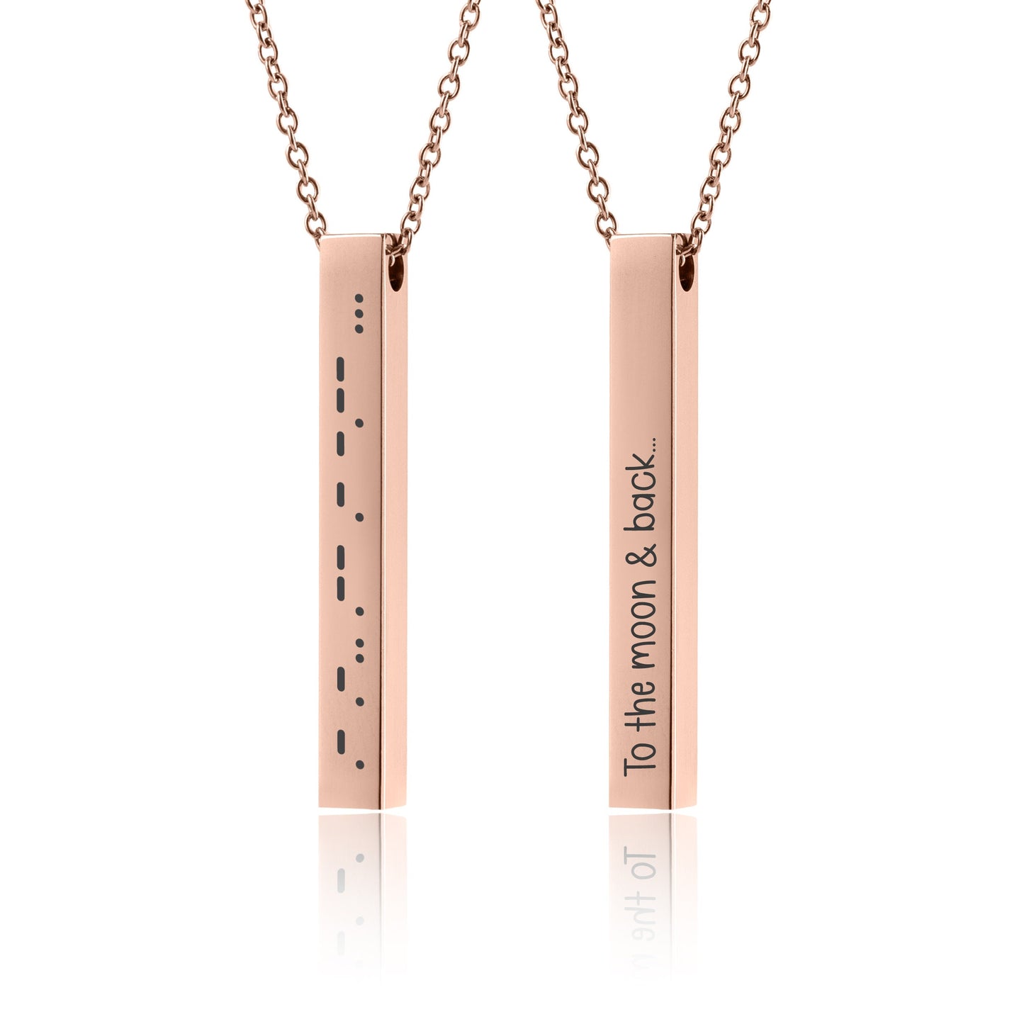 Morse Code Necklace, Secret Message 4 Sided 3D Bar, Personalized Gift for Her Him Men Women Girlfriend Boyfriend, Custom Jewelry, KP.2