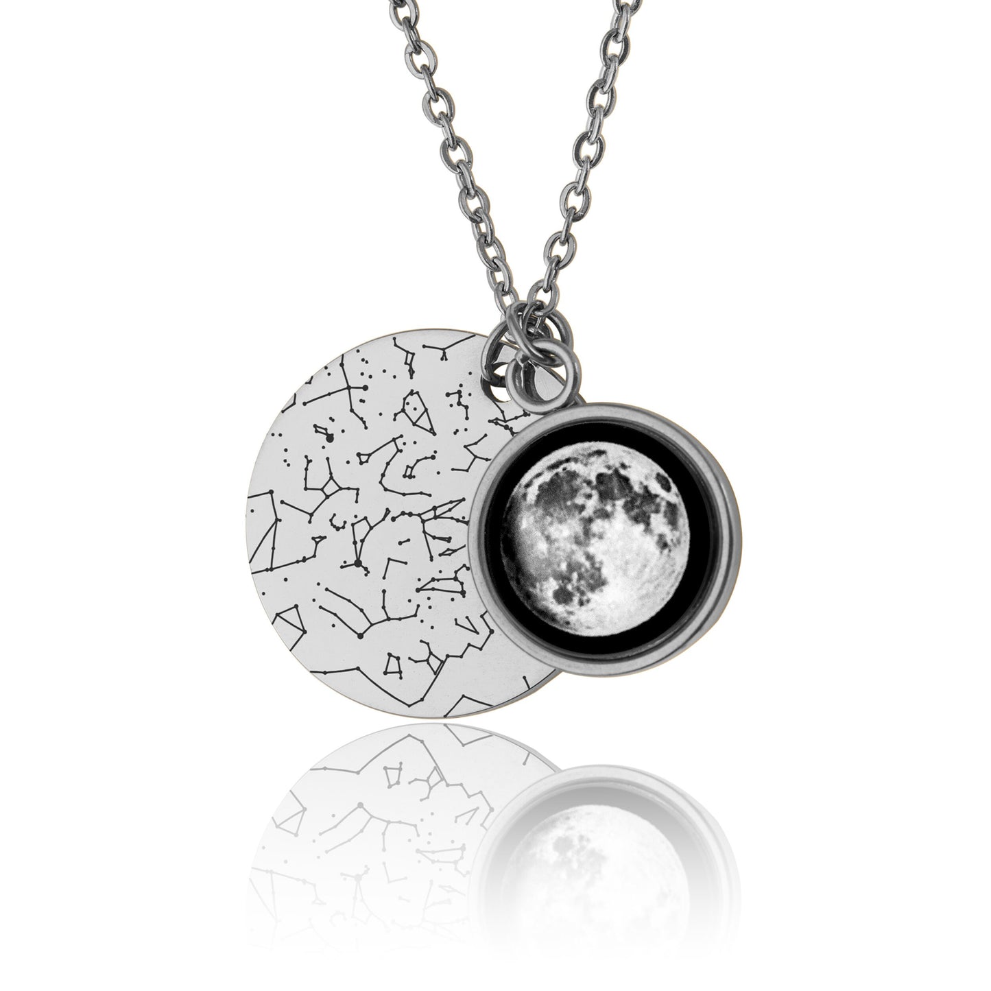 Star Map And Moon Phase Necklace, Custom Birth Moon Phase Jewelry, Star Map By Date, Personalized Birthday Gift Idea For Women, KP.7