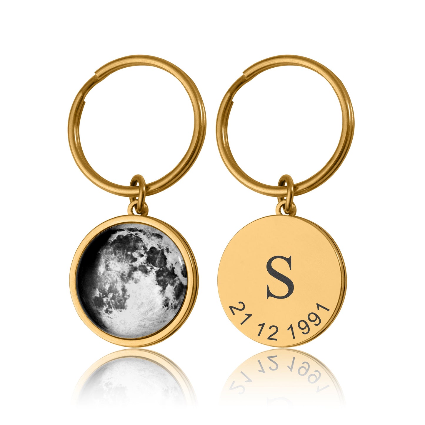 Custom Birth Moon Phase Keychain, Moon Phase By Date Keyring, Anniversary Birthday Gift For Women, Personalized Gift For Her, Mom, RP.1