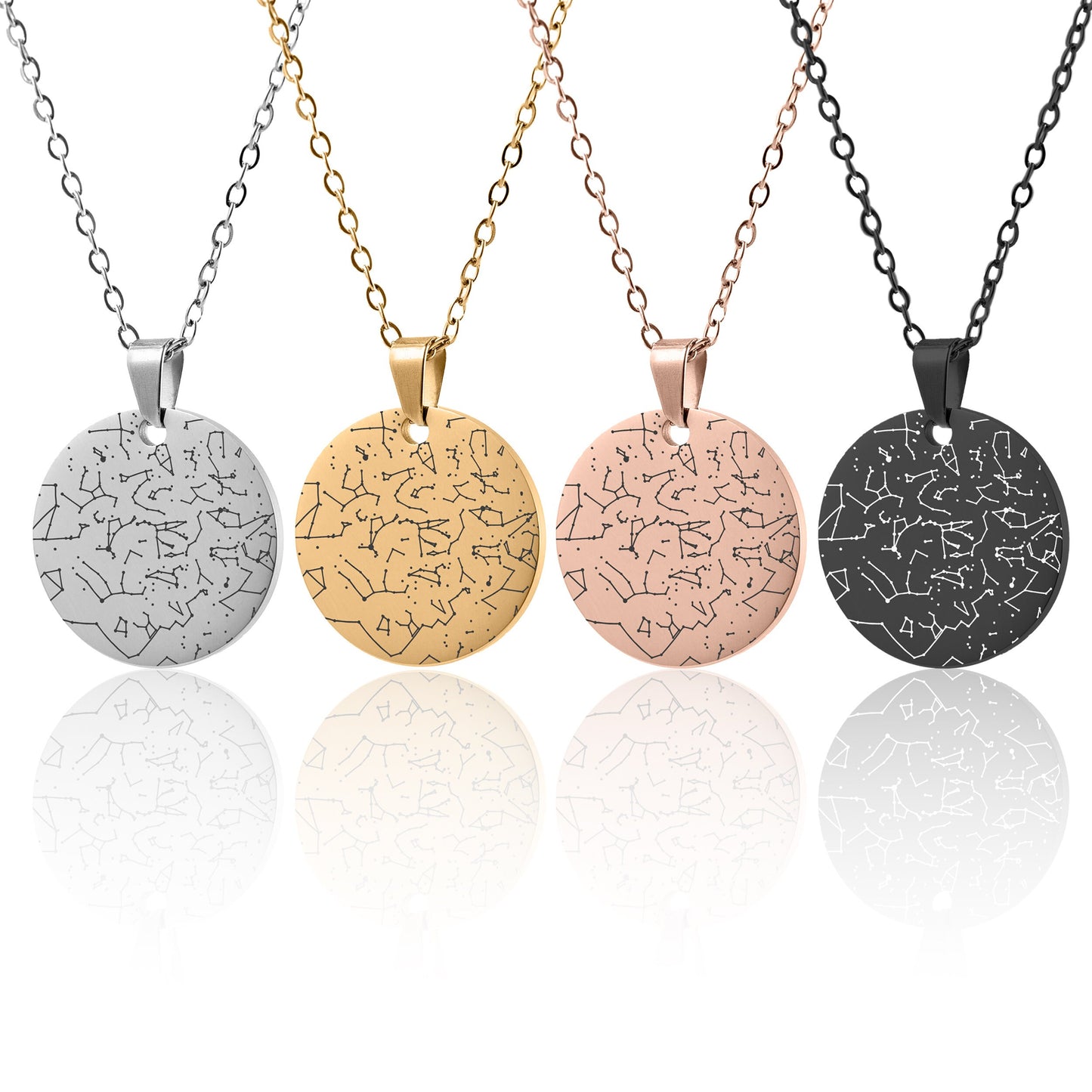 Star Map Necklace, Custom Engraved Night Sky Jewelry By Date And Location, Personalized Star Chart, Birthday Gift For Women, For Her, KP.4
