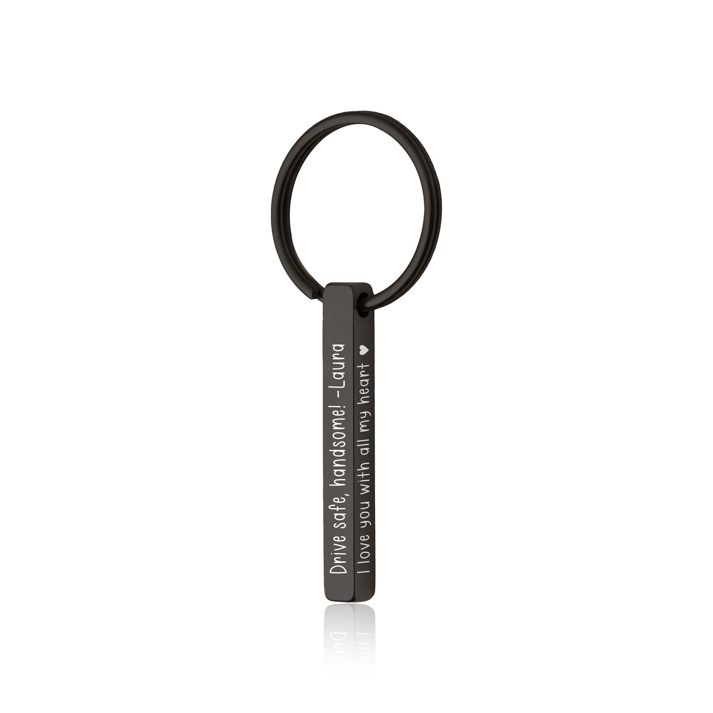 Custom Text 3D Bar Keychain, Personalized Name - Initials - Roman Numeral - Message Keyring, Anniversary or Birthday Gift For Her or Him C.2