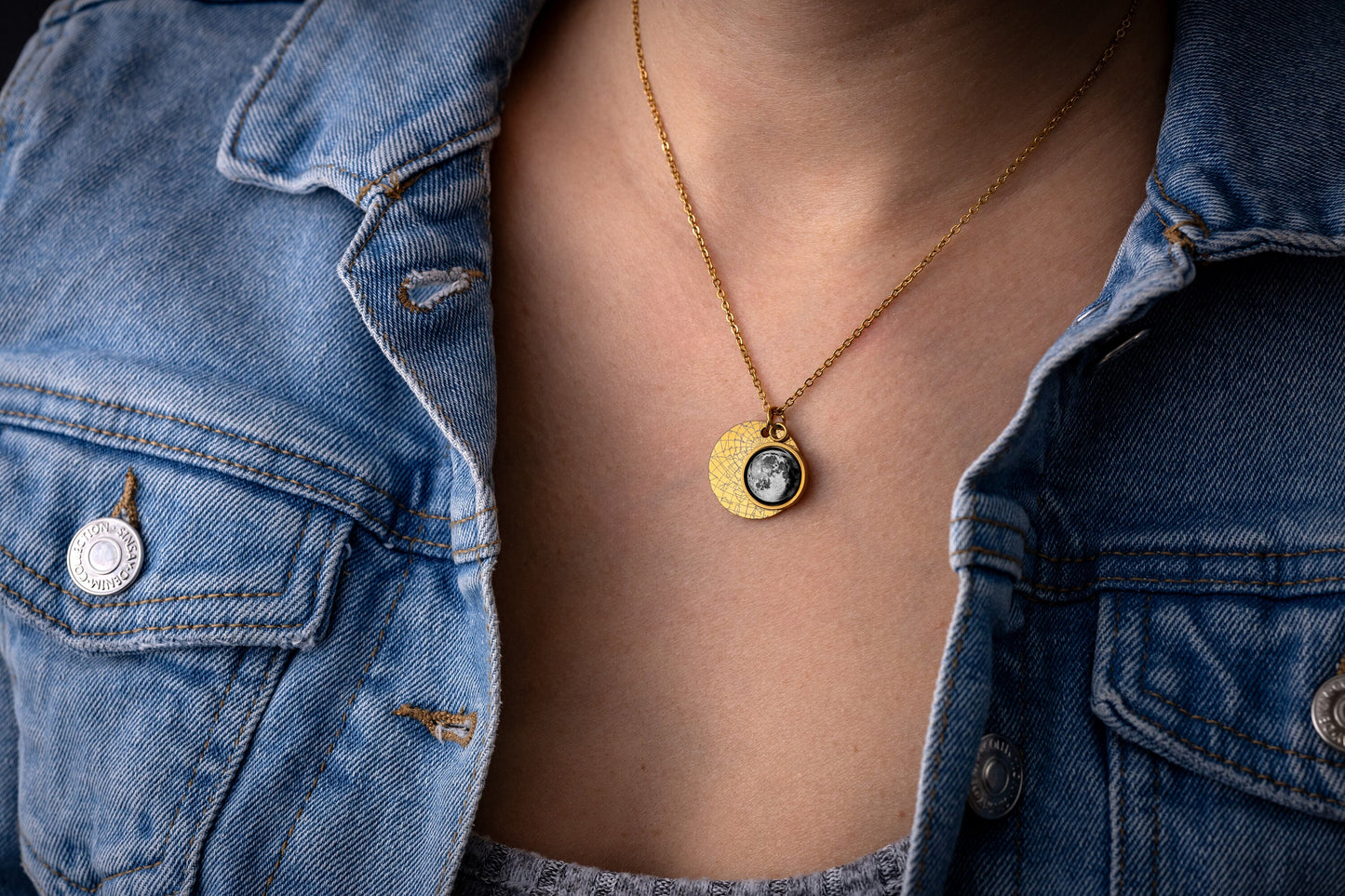 Star Map And Moon Phase Necklace, Custom Birth Moon Phase Jewelry, Star Map By Date, Personalized Birthday Gift Idea For Women, KP.7