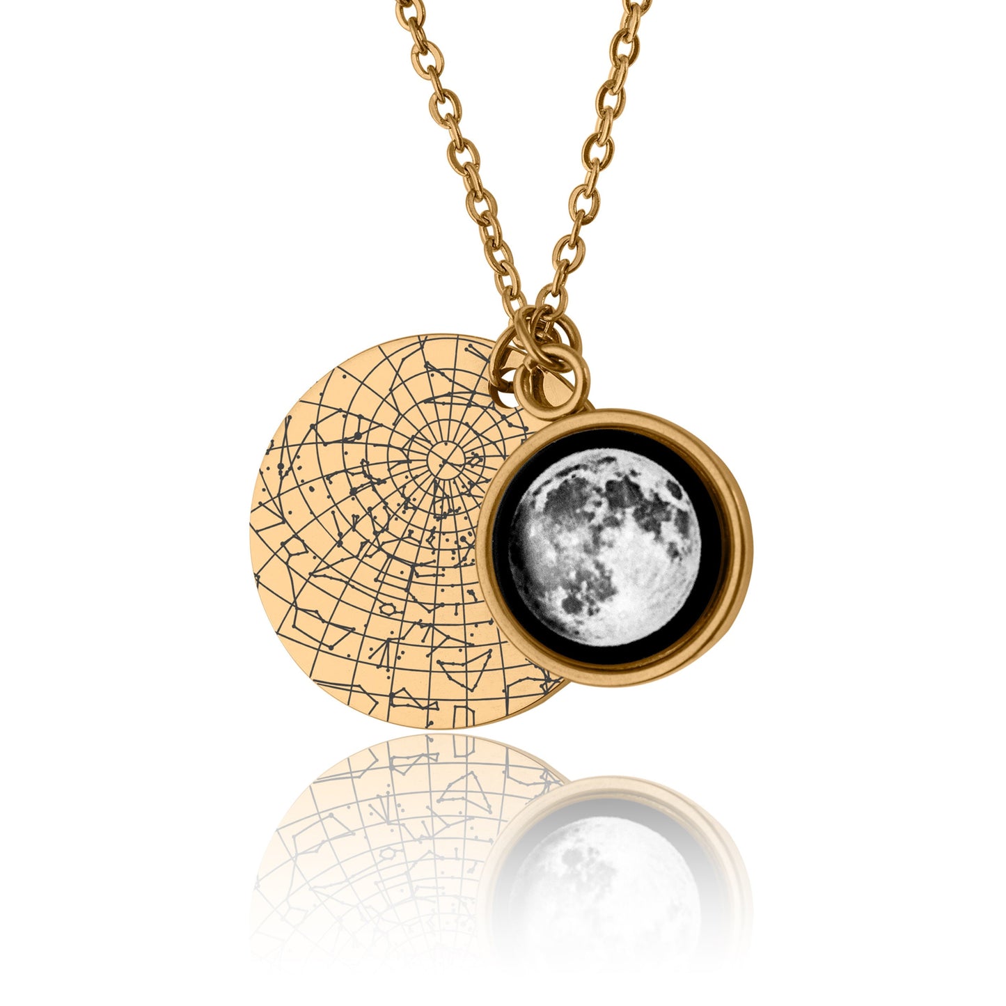 Star Map And Moon Phase Necklace, Custom Birth Moon Phase Jewelry, Star Map By Date, Personalized Birthday Gift Idea For Women, KP.7