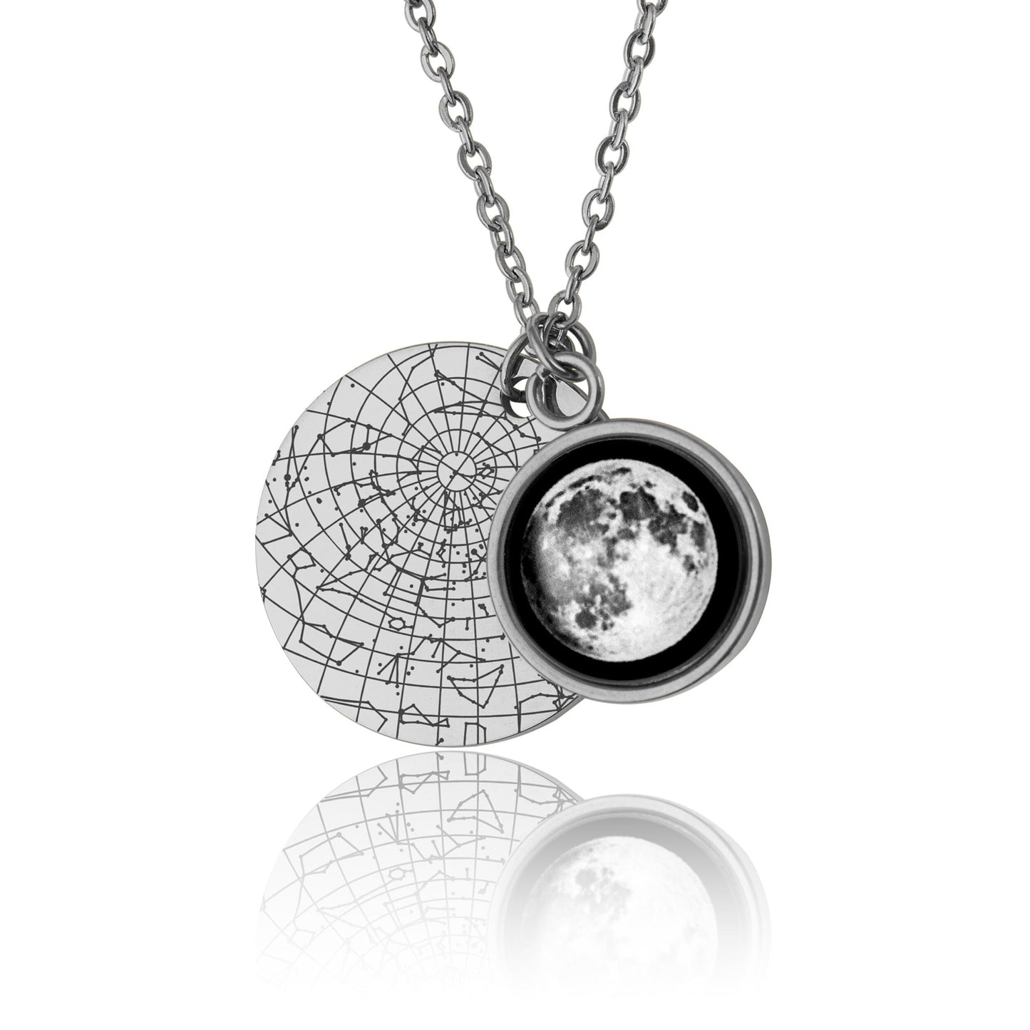 Star Map And Moon Phase Necklace, Custom Birth Moon Phase Jewelry, Star Map By Date, Personalized Birthday Gift Idea For Women, KP.7