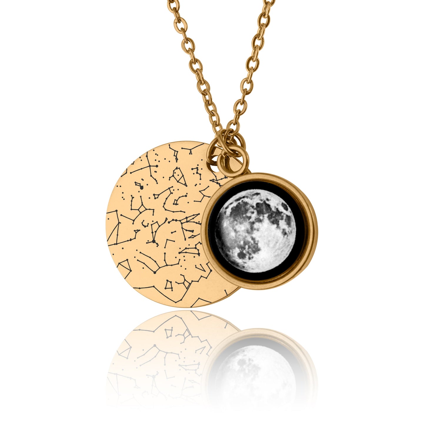 Star Map And Moon Phase Necklace, Custom Birth Moon Phase Jewelry, Star Map By Date, Personalized Birthday Gift Idea For Women, KP.7