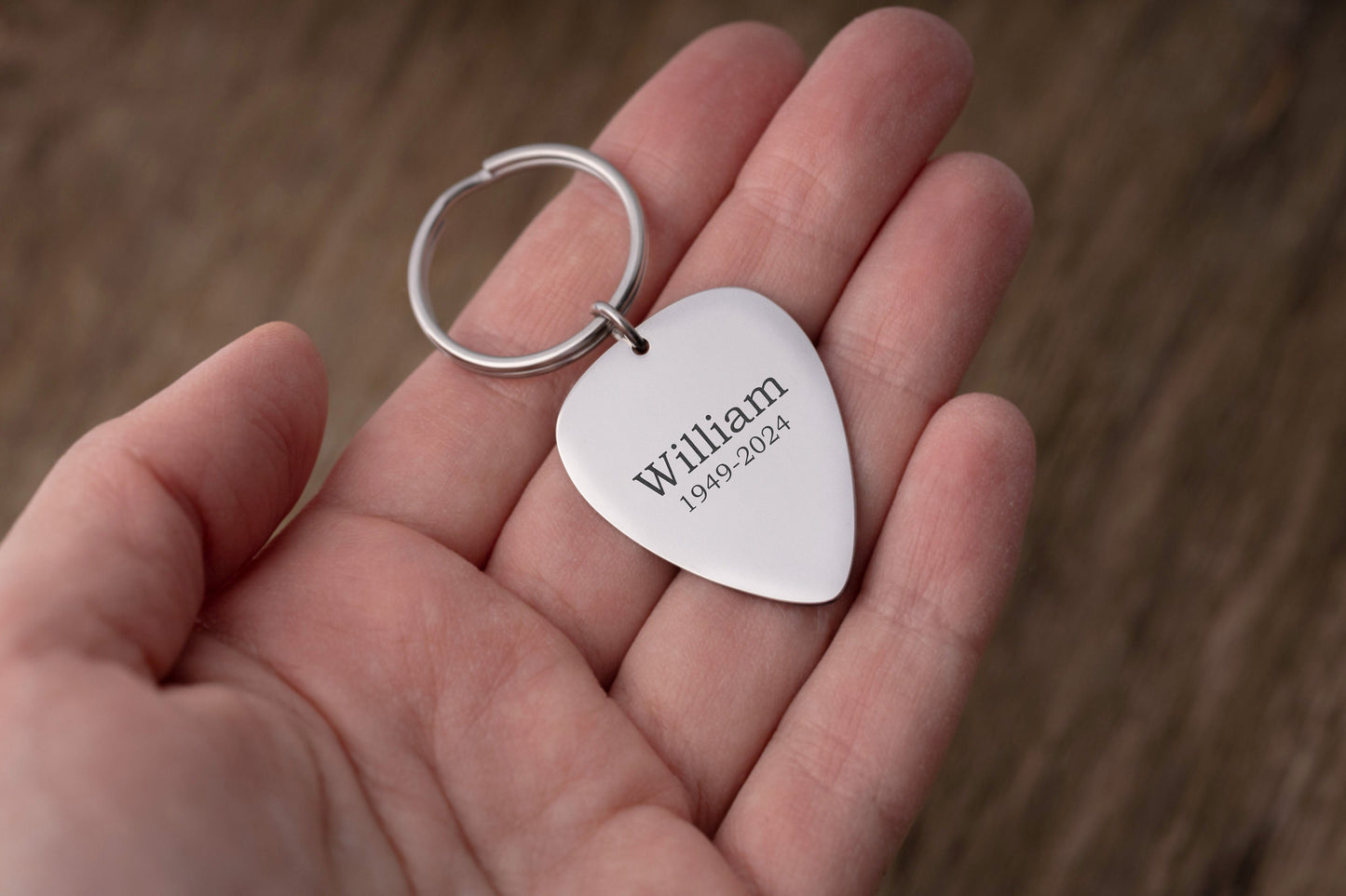 Guitar Pick Memorial Keychain With Actual Fingerprint, Loss Of Father, Grief Keepsake, Custom Keyring wit Thumbprint, Sympathy Gift, C.2