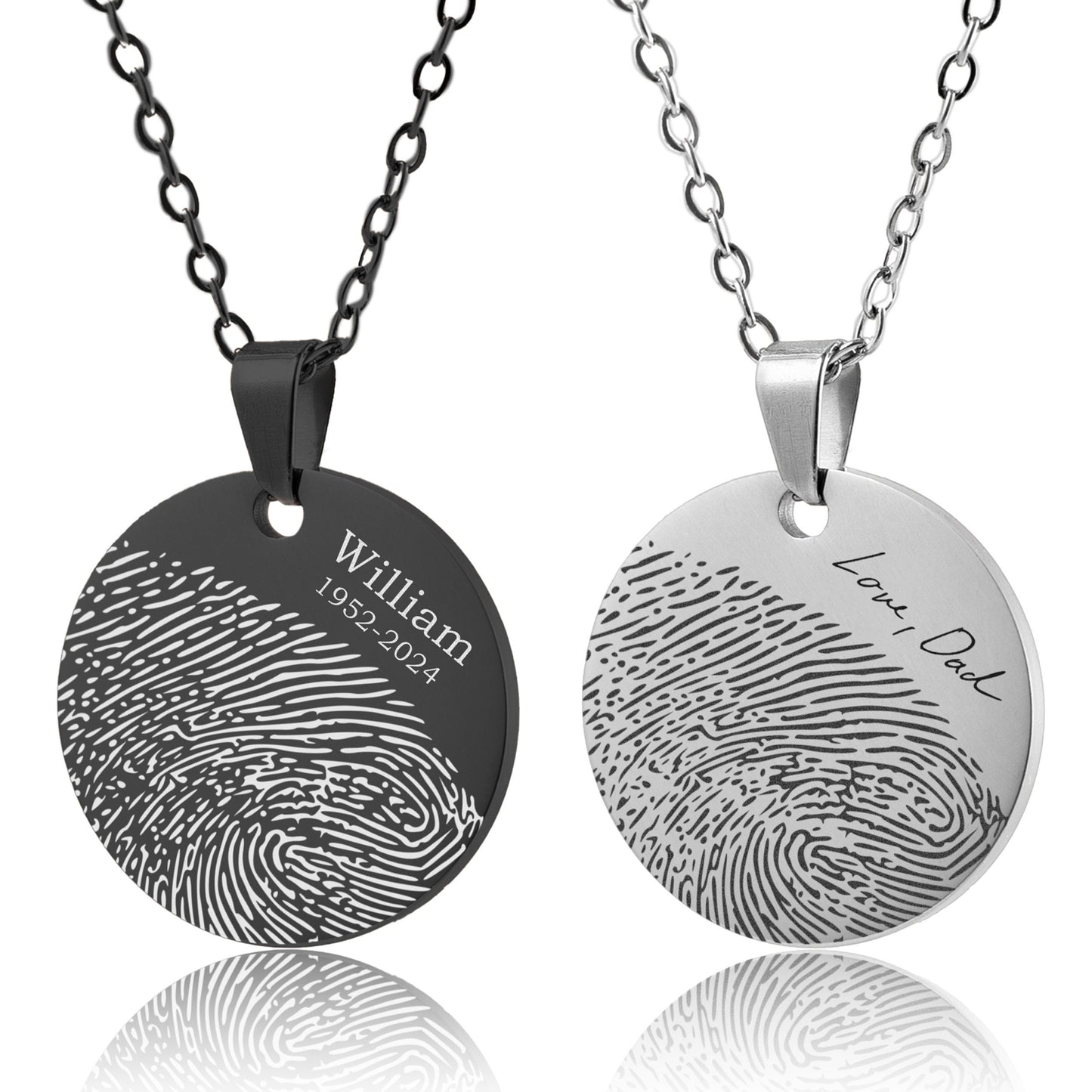 Fingerprint Necklace With Handwriting, Sympathy Gift, Grief Gift, Laser Engraved Custom Jewelry, Personalized Memorial Keepsake Gift, KP.2
