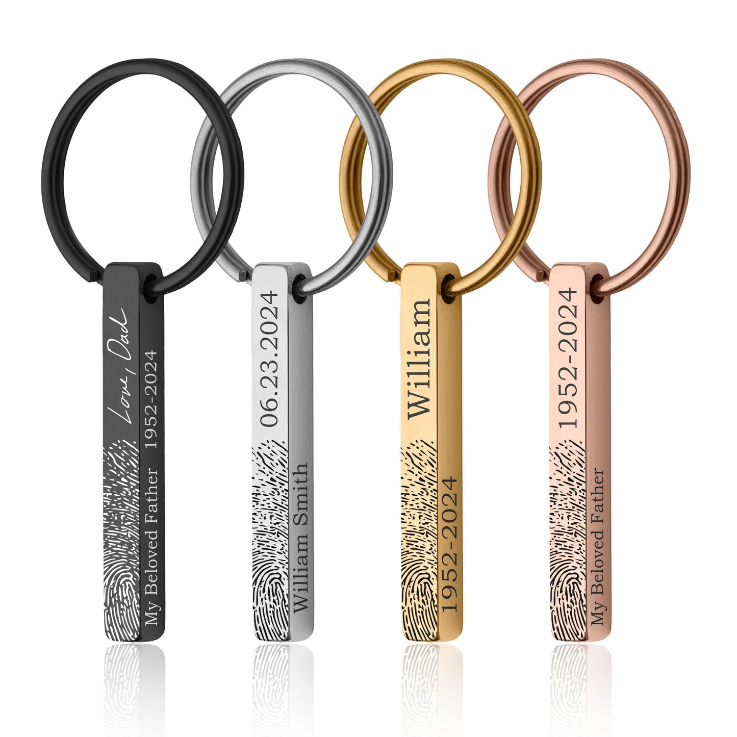 Actual Fingerprint And Handwriting Memorial Keychain, Loss Of Father, Son, Personalized Engraved Custom Keyring, Grief Gift Keepsake, C.2