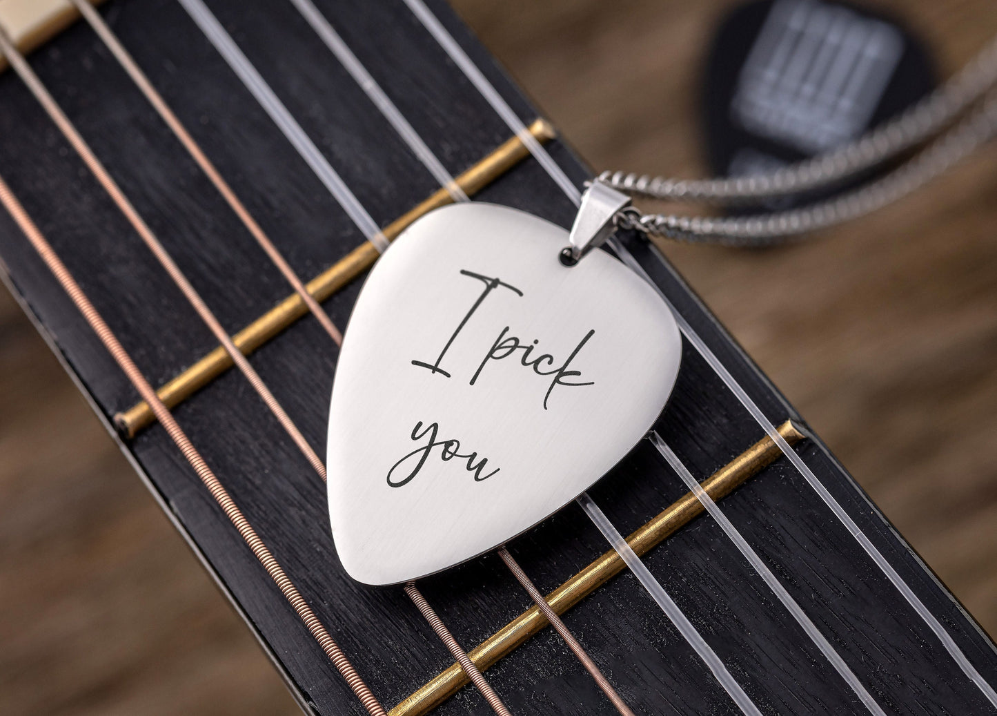 Gift For Boyfriend Custom Guitar Pick Necklace, Personalized Musician Gift for Guitarist, Music Lover Jewelry, Unique Handmade Gift, KP.2