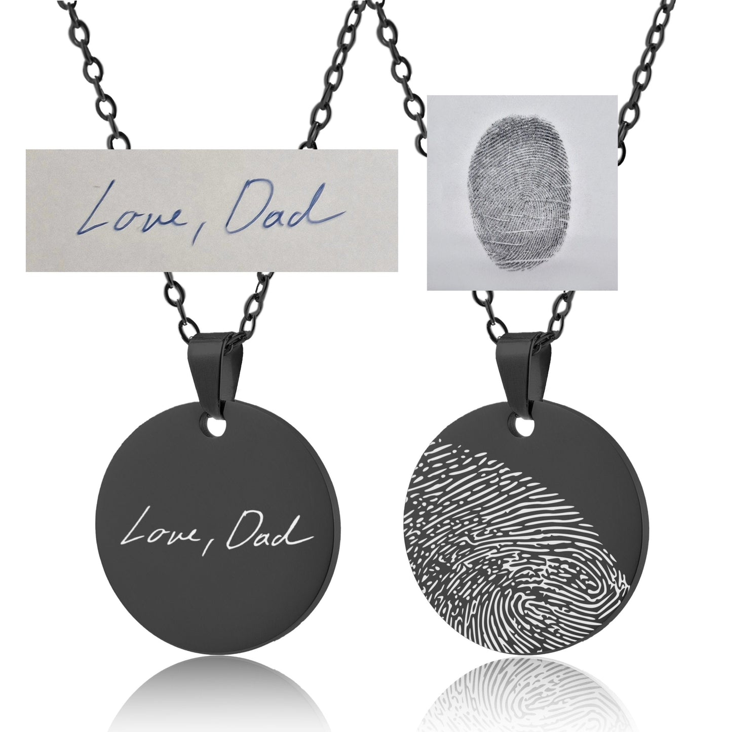 Fingerprint Necklace with Handwriting, Custom Memorial Jewelry, Thumbprint Keepsake, Bereavement Gifts, Personalized Grief Gift, KP.2