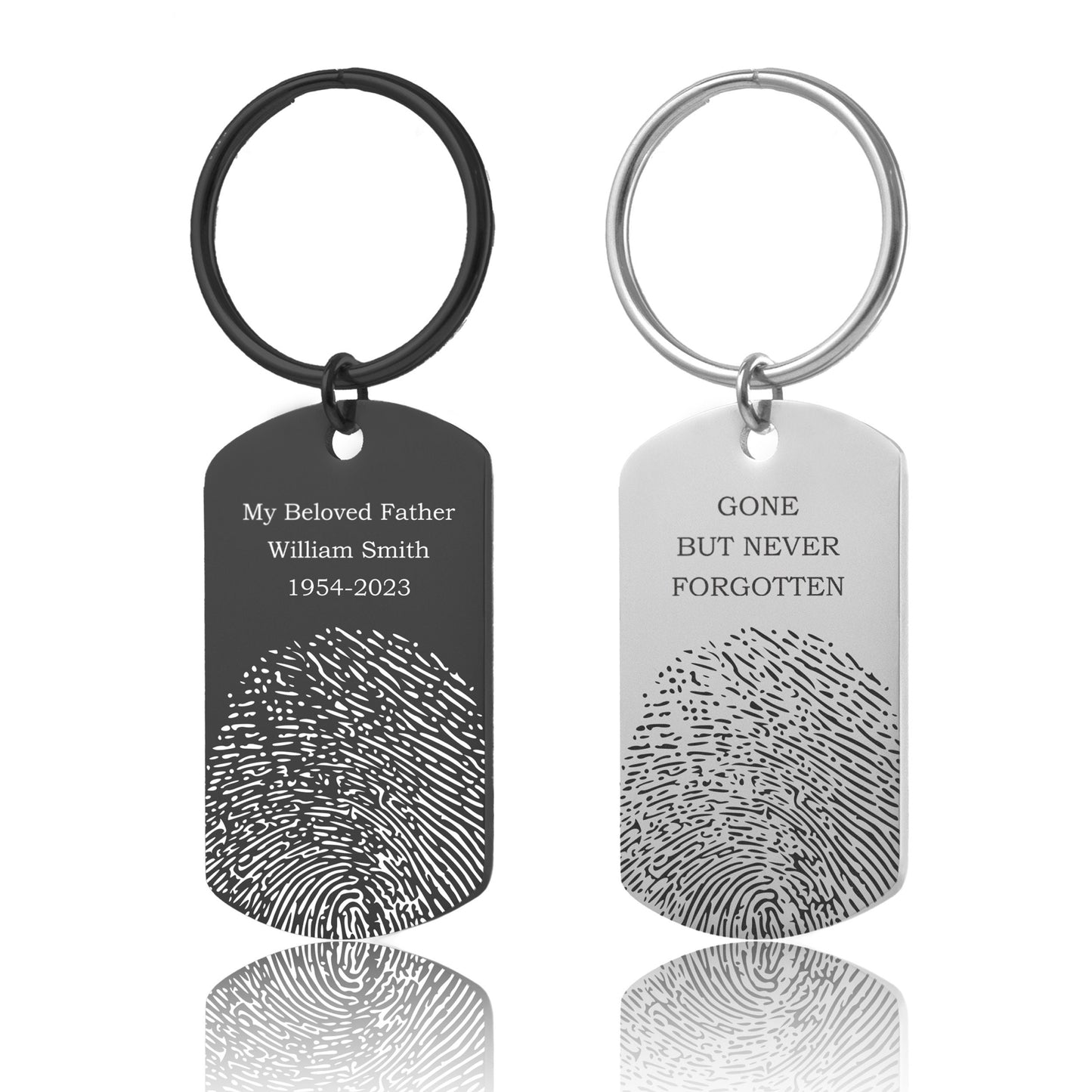 Actual Fingerprint Keychain With Handwriting, Loss Of Father, Son, Grief Gift, Engraved Custom Memorial Gift, Personalized Keepsake, C.2
