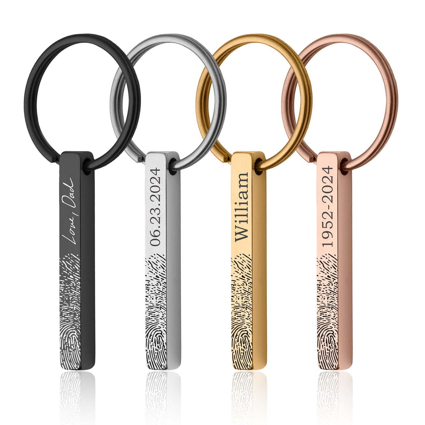 Actual Fingerprint Keychain With Handwriting, Loss Of Father, Engraved Custom Keyring, Memorial Grief Gift, Personalized Keepsake Gift, C.2