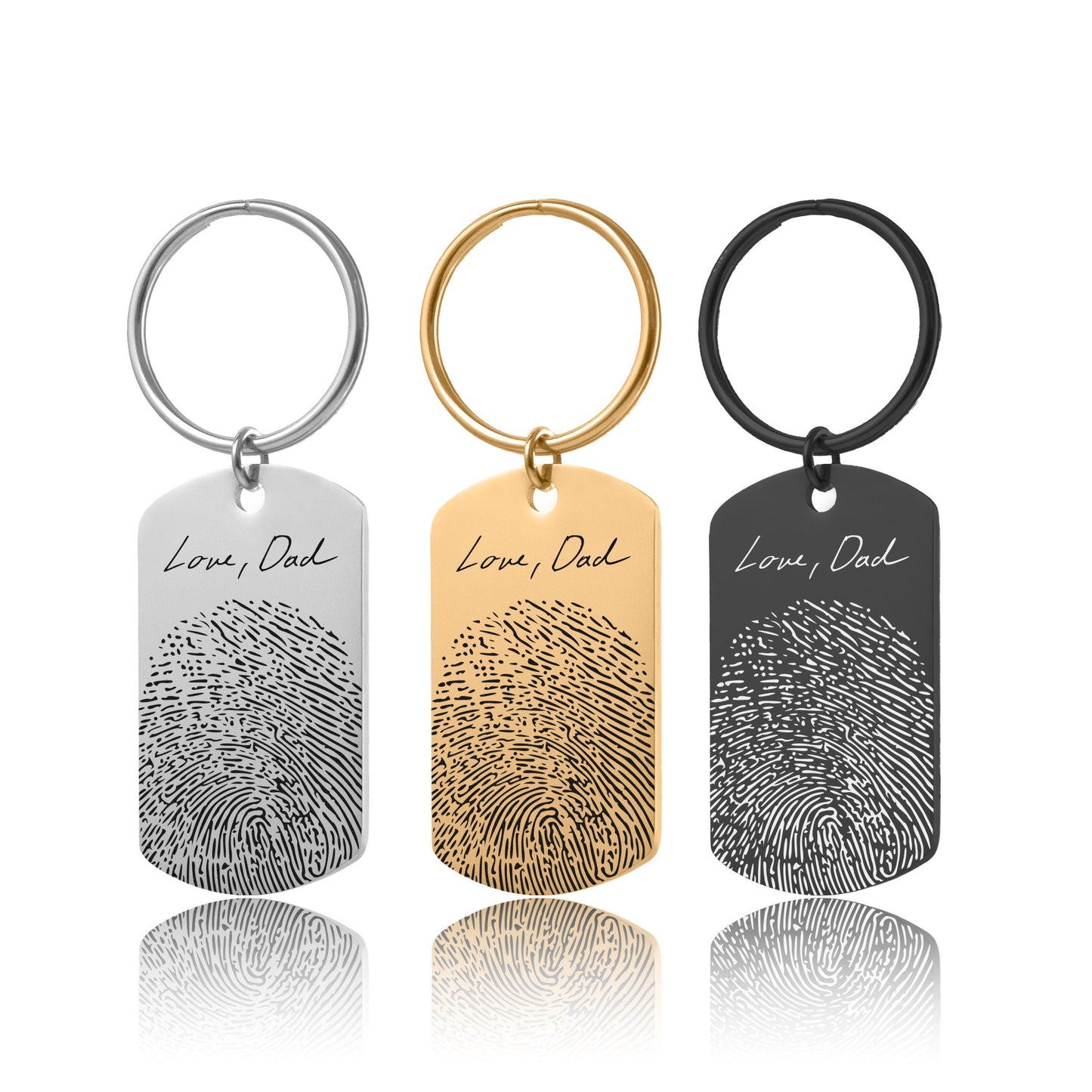 Actual Fingerprint Keychain with Engraved Handwriting, Custom Memorial Gift for Loss of Father or Son, Personalized Keepsake Grief Gift, C.2