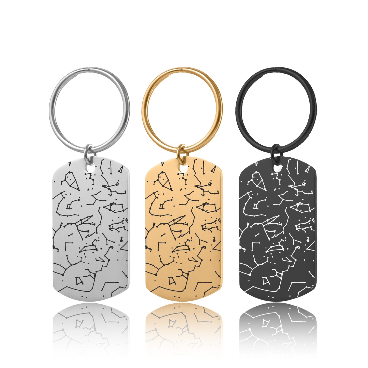 Personalized Star Map Keychain - Night Sky Keyring for Men, Custom Anniversary Gift, Boyfriend Birthday Present, Army Style Dog Tag, RP.2