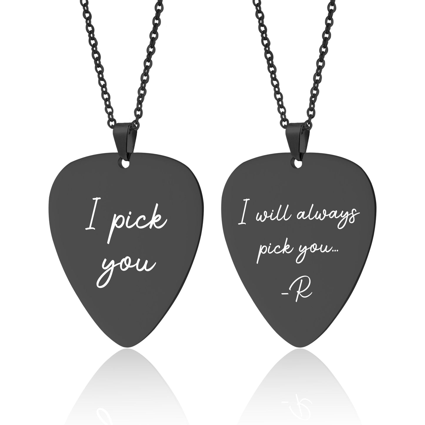 Custom Guitar Pick Necklace, Personalized Gift For Boyfriend, Girlfriend, Guitarist, Musician or Music Lover, Engraved Silver Jewelry, KP.2