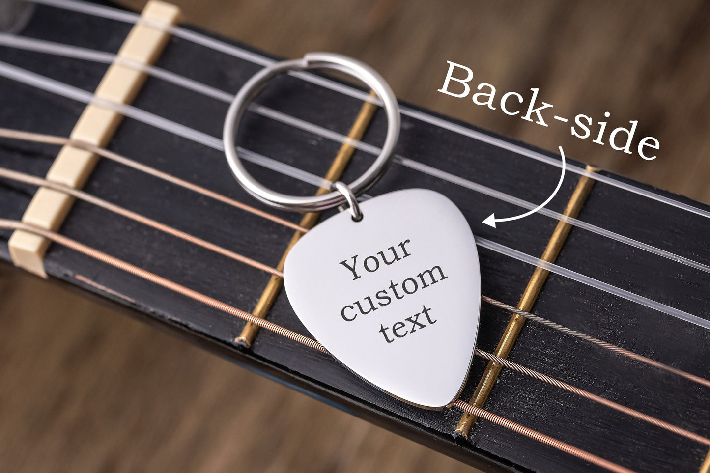 Actual Fingerprint Keychain, Guitar Pick Keychain, Engraved Custom Keyring, Memorial Gift, Loss Of Father, Guitarist Grief Keepsake, C.2