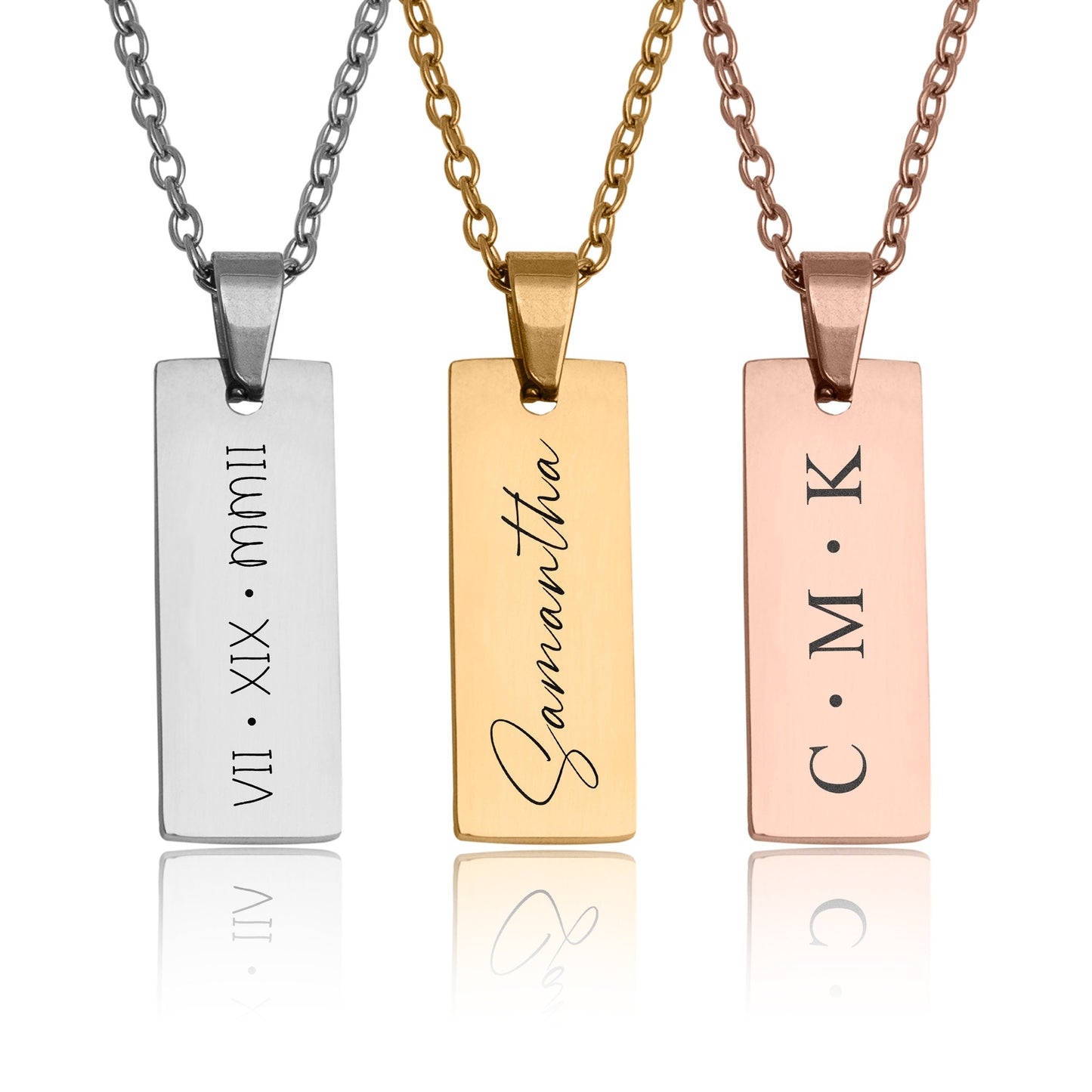 Custom Engraved Bar Necklace - Personalized Vertical Name Pendant, Jewelry Gift for Her, Dainty Necklace for Women, Anniversary Gift, KP.2