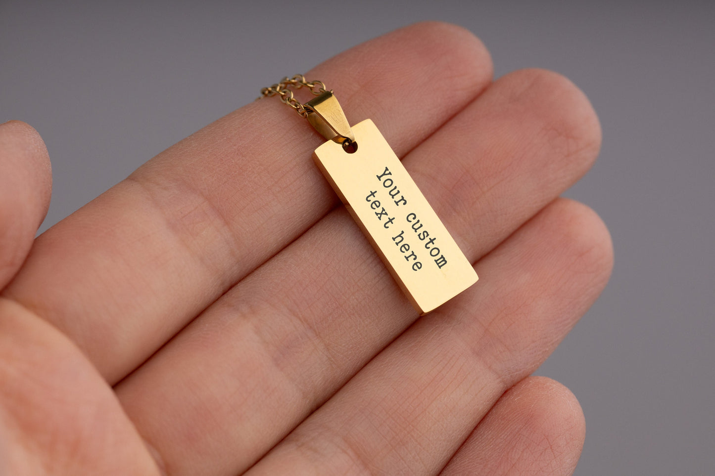 Custom Engraved Bar Necklace - Personalized Vertical Name Pendant, Jewelry Gift for Her, Dainty Necklace for Women, Anniversary Gift, KP.2