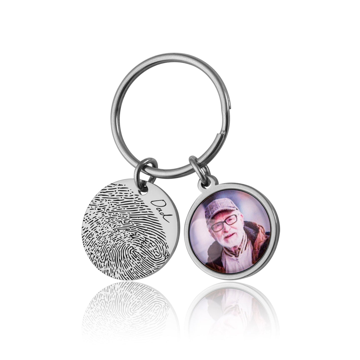 Memorial Keychain With Photo And Actual Fingerprint, Loss Of Father, Loss Of Dad, Custom Keyring, Personalized Remembrance Gift, C.1