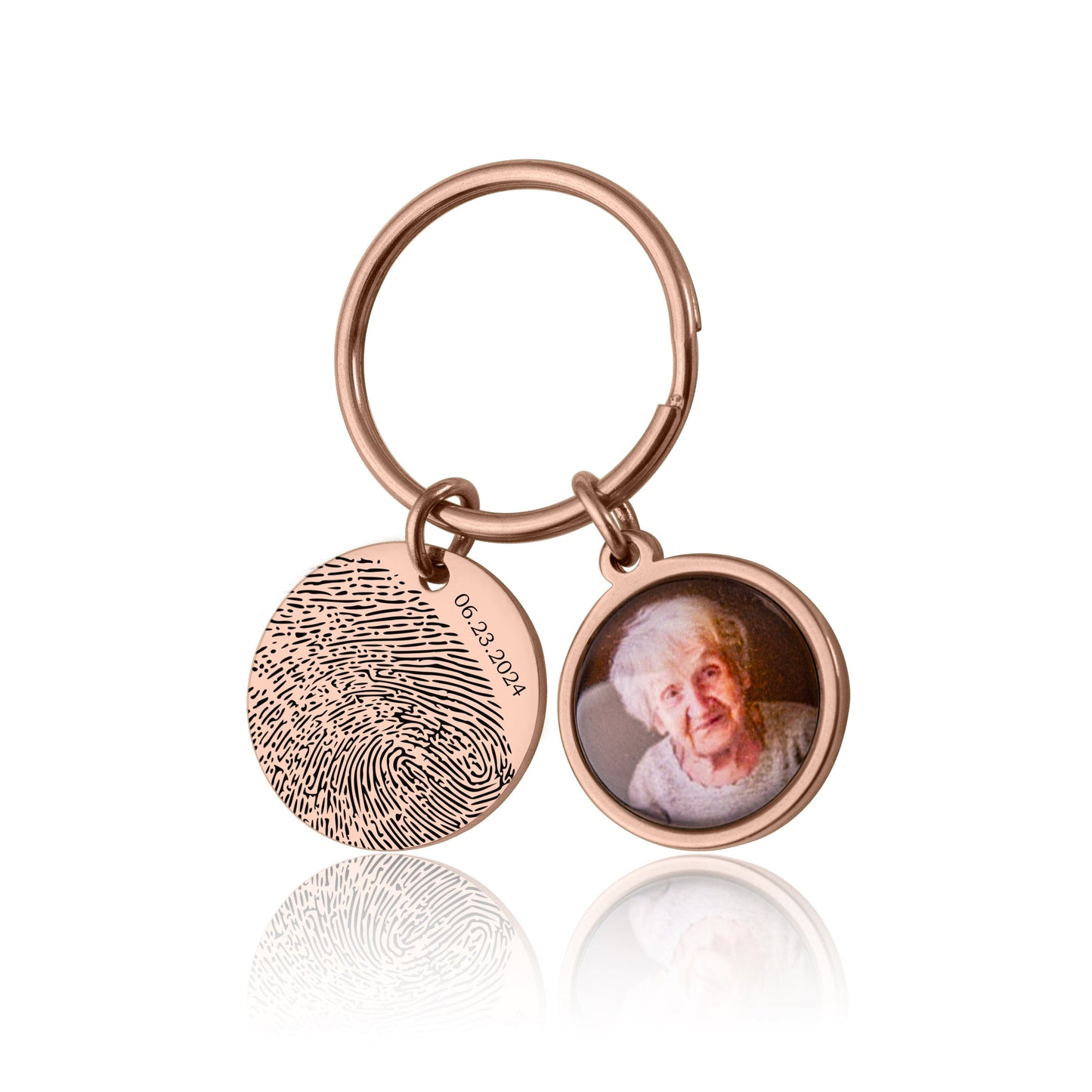 Photo And Actual Fingerprint Memorial Keychain, Loss Of Father, Loss Of Dad Custom Keyring, Personalized Remembrance Grief Gift, C.1