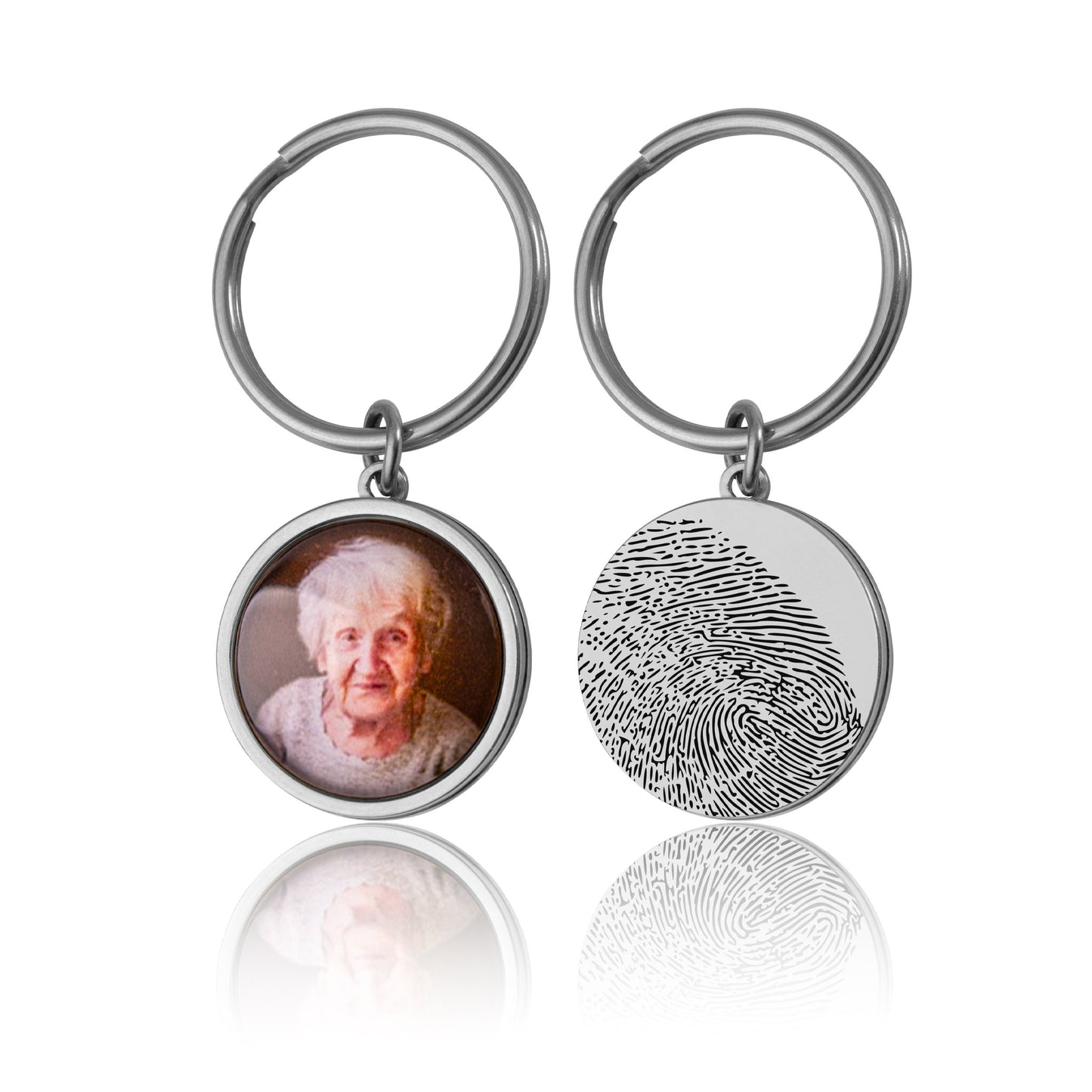 Fingerprint Memorial Keychain With Photo, Loss Of Father, Loss Of Dad, Custom Engraved Keyring, Personalized Remembrance Sympathy Gift, C.1