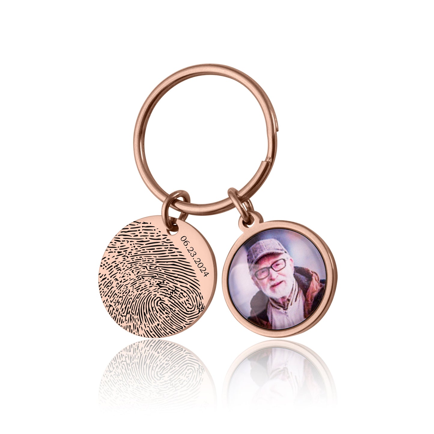 Memorial Keychain With Photo And Actual Fingerprint, Loss Of Father, Loss Of Dad, Custom Keyring, Personalized Remembrance Gift, C.1