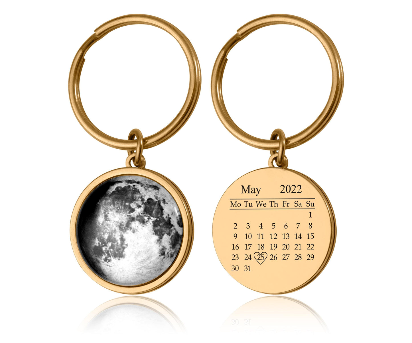 Calendar Keychain with Custom Moon Phase from That Date, Personalized Anniversary Gift For Him or Her, Birthday Gift For Men or Women, C.1