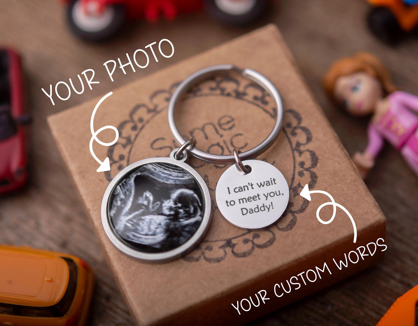 Custom Keychain with Your Photo and Engraving – Personalized Birthday Gift for Mom, Dad, Grandma or Grandpa | Keyring Custom Picture, C.1