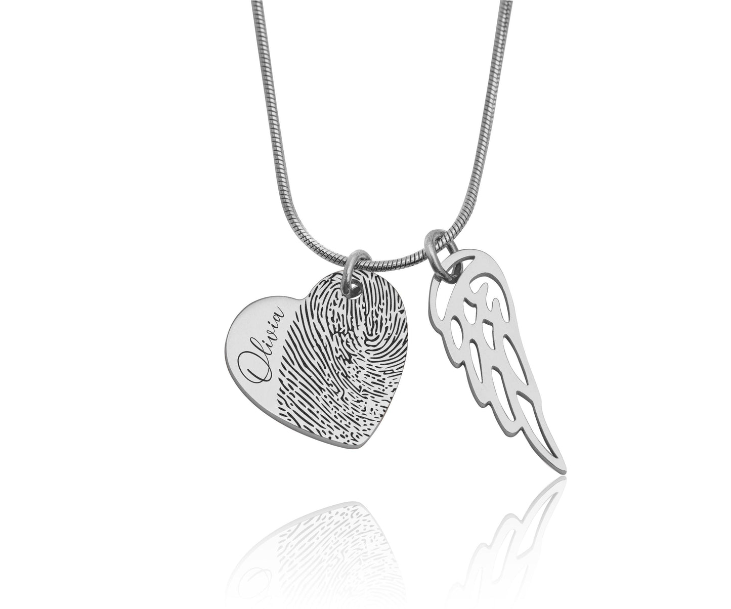 Actual Fingerprint and Handwriting Memorial Necklace, Custom Laser Engraved Jewelry, Personalized Keepsake, Sympathy Grief Gift For Her, C.2