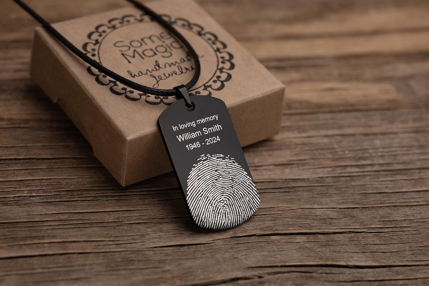 Actual Fingerprint Necklace For Him, Memorial Gift For Men, Loss Of Father, Son, Grief Gift, Custom Engraved Personalized Keepsake, C.2