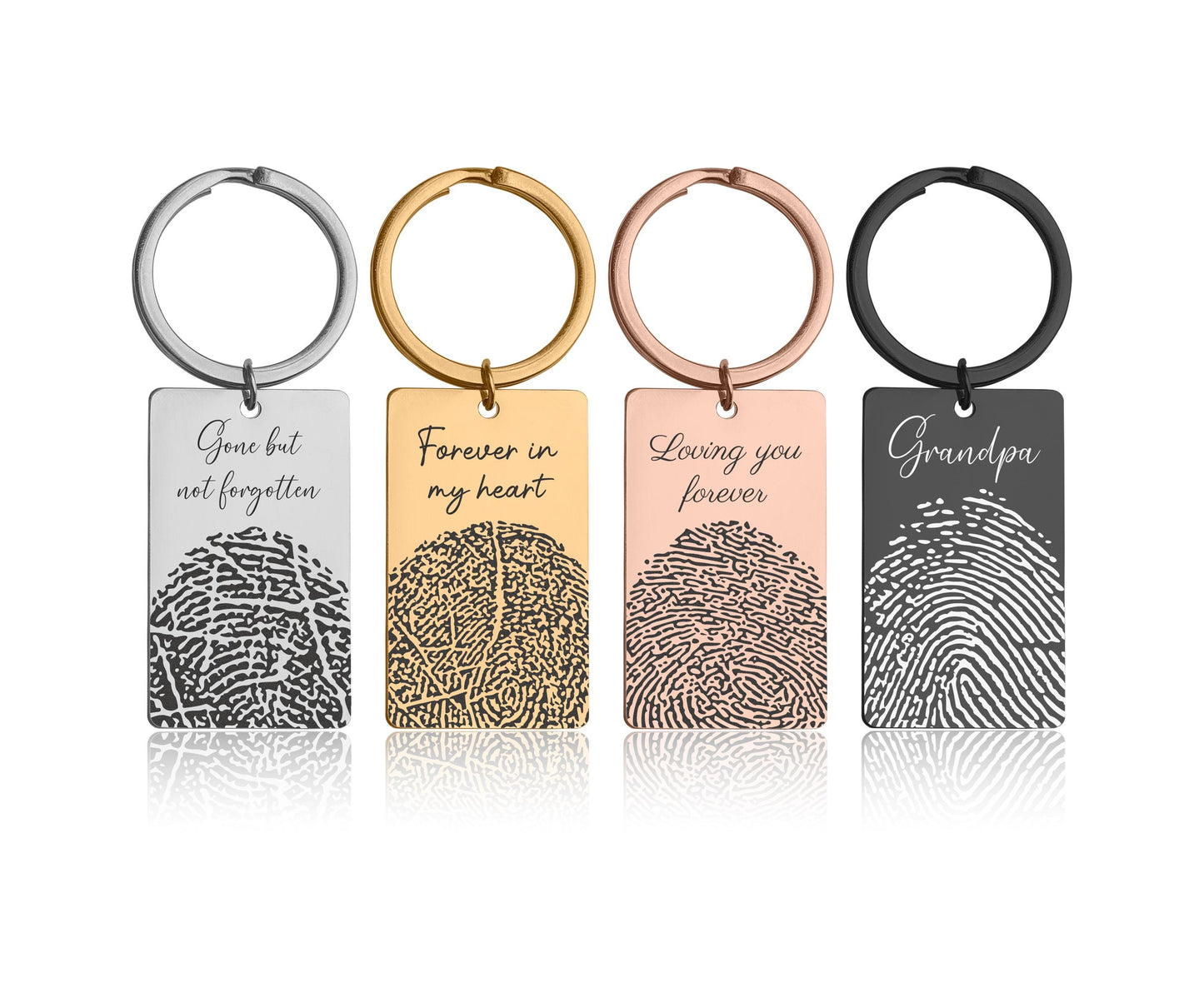 Memorial Keychain With Actual Fingerprint, Custom Sympathy Gift, Big Size Keyring, Loss Of Mom, Loss Of Dad, Personalized Keepsake, C.2