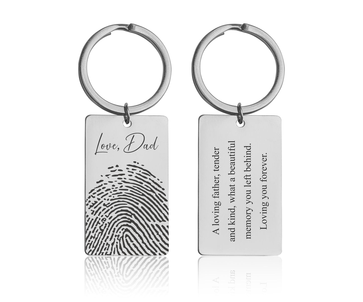 Memorial Keychain With Actual Fingerprint, Custom Sympathy Gift, Big Size Keyring, Loss Of Mom, Loss Of Dad, Personalized Keepsake, C.2