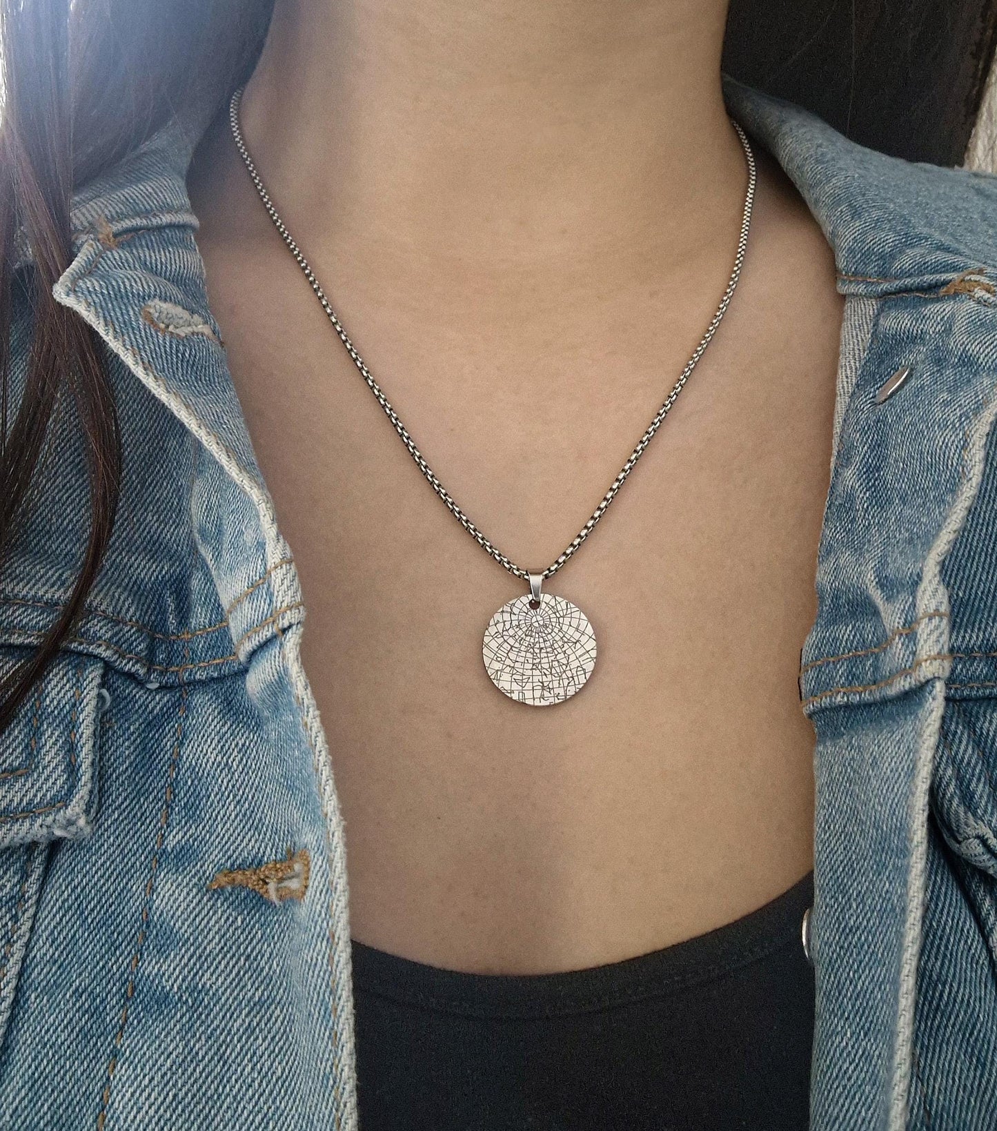 Star Map Necklace For Men, Custom Engraved Star Chart Jewelry, Personalized Night Sky Pendant, Anniversary For Him, Birthday Gift, RP.2