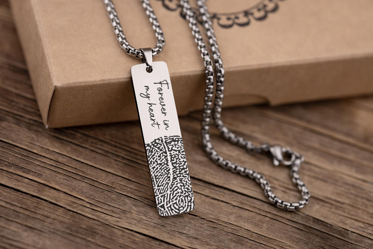 Loss Of Father Memorial Fingerprint Necklace For Men, Personalized Remembrance Gift For Him, Loss Of Mother, Dad, Thumbprint Keepsake, C.2