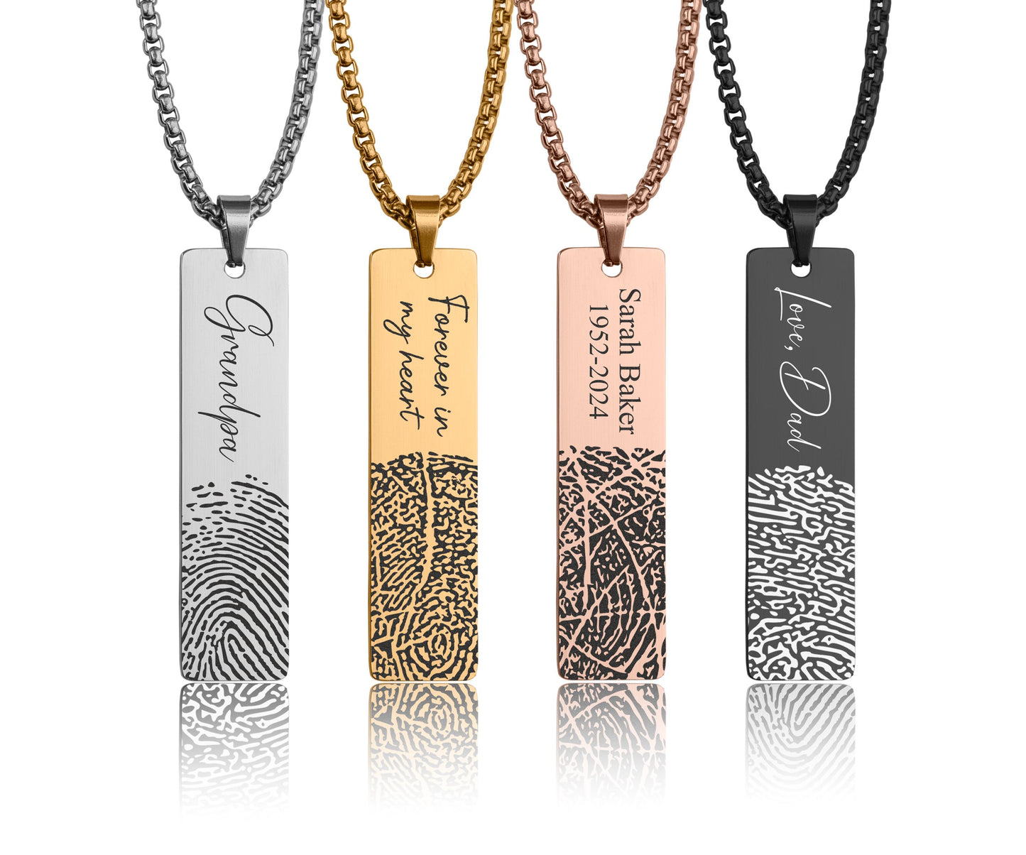 Loss Of Father Memorial Fingerprint Necklace For Men, Personalized Remembrance Gift For Him, Loss Of Mother, Dad, Thumbprint Keepsake, C.2