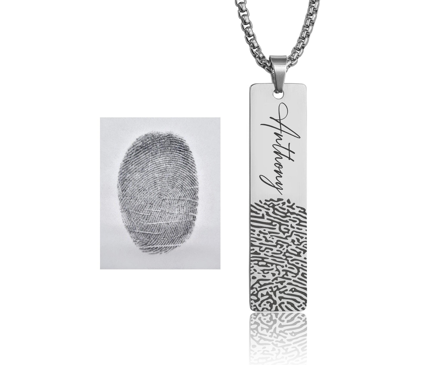 Loss Of Father Memorial Fingerprint Necklace For Men, Personalized Remembrance Gift For Him, Loss Of Mother, Dad, Thumbprint Keepsake, C.2