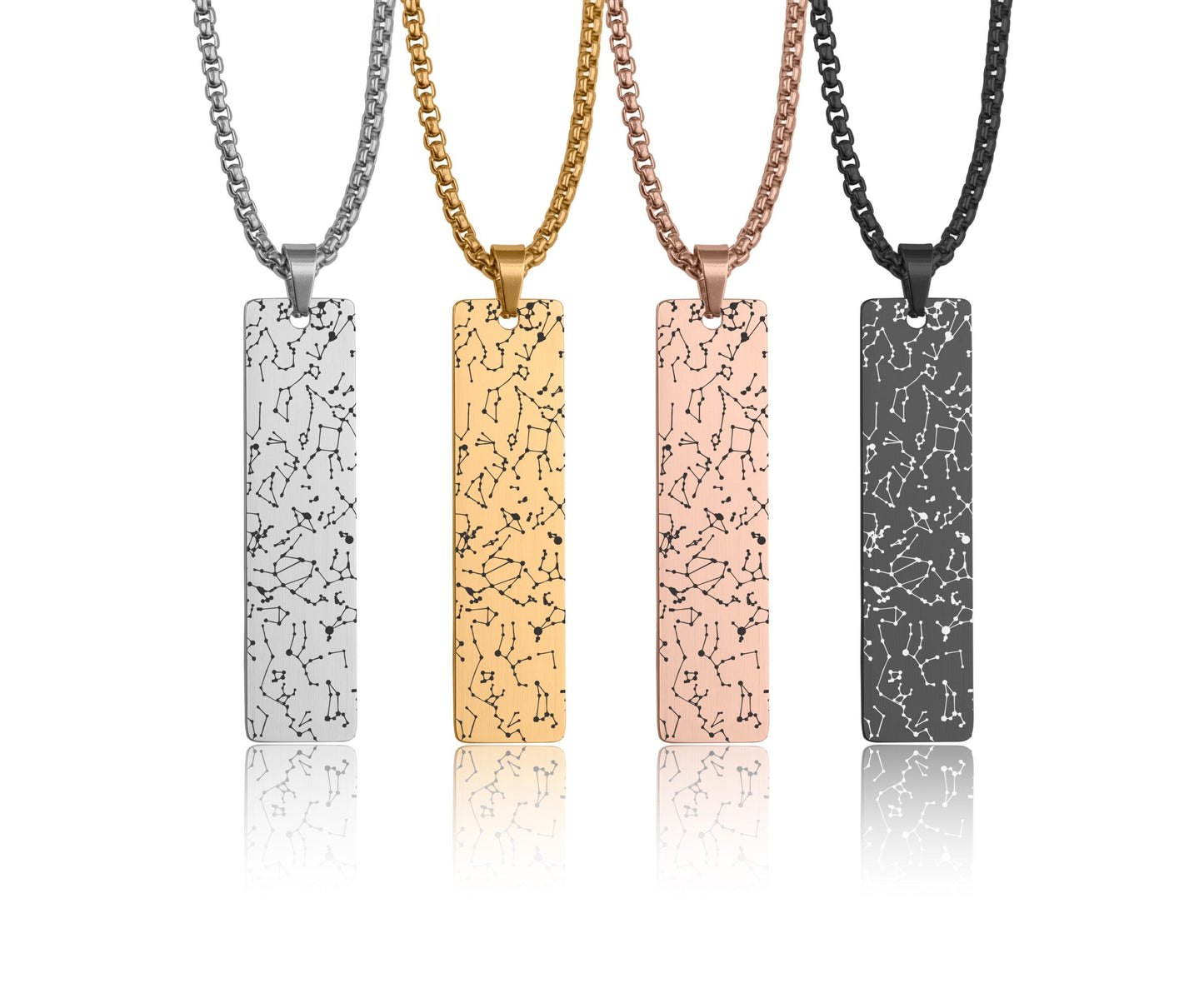 Star Map Necklace For Him, Custom Engraved Necklace, Night Sky Pendant, Personalized Vertical Bar Necklace For Men, Anniversary Gift, RP.2