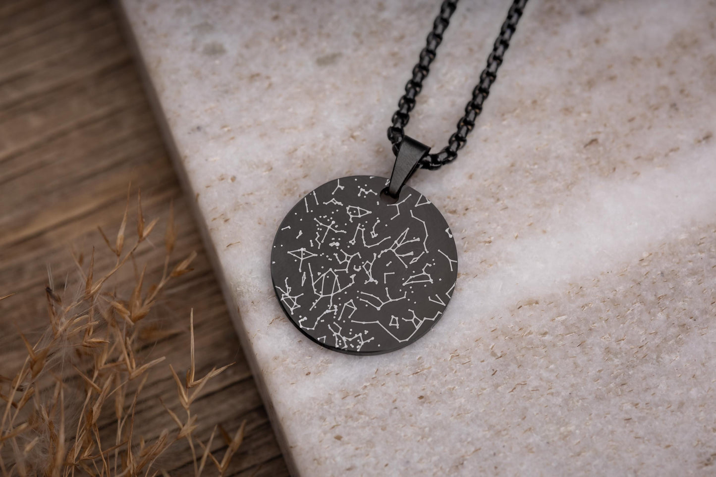 Custom Star Map Necklace For Him, Engraved Star Chart Jewelry, Personalized Night Sky Pendant, Anniversary For Men, Birthday Gift, RP.2