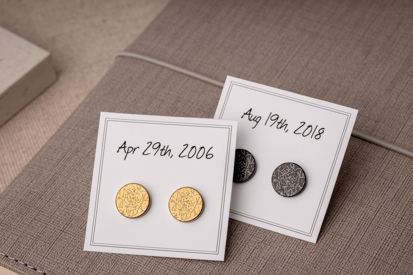 Custom Star Map By Date Stud Earrings, Personalized Star Chart Jewelry, Night Sky Studs, Anniversary Gift For Women, Birthday Gift, AU.2