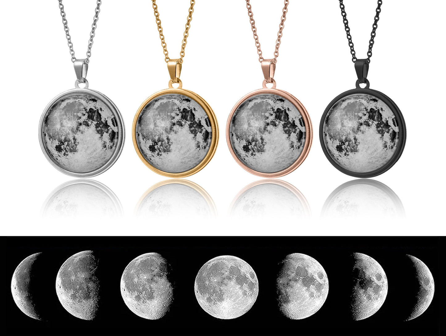 Any Text & Custom Birth Moon Phase Necklace, Personalized Pendant, Birthday Gift For Women, Jewelry Gift For Her, Anniversary Gift, KP.7