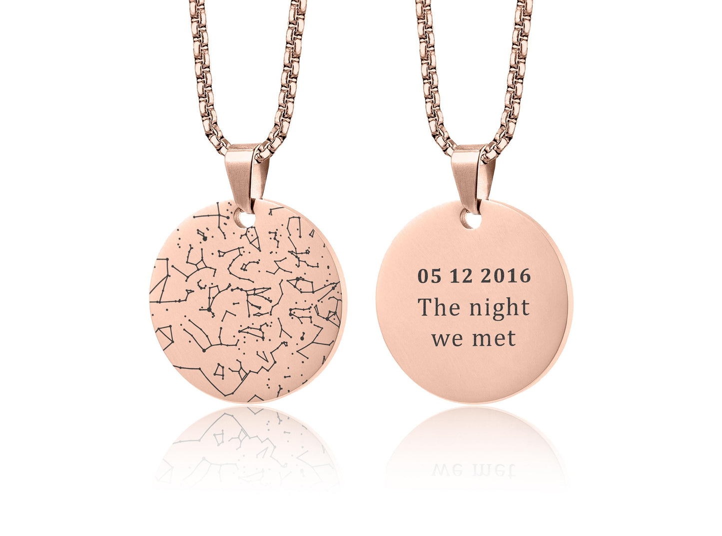Personalized Star Map Necklace - Night Sky By Date And Place, Custom Engraved Star Chart Jewelry, Anniversary or Birthday Gift for Her RP.2