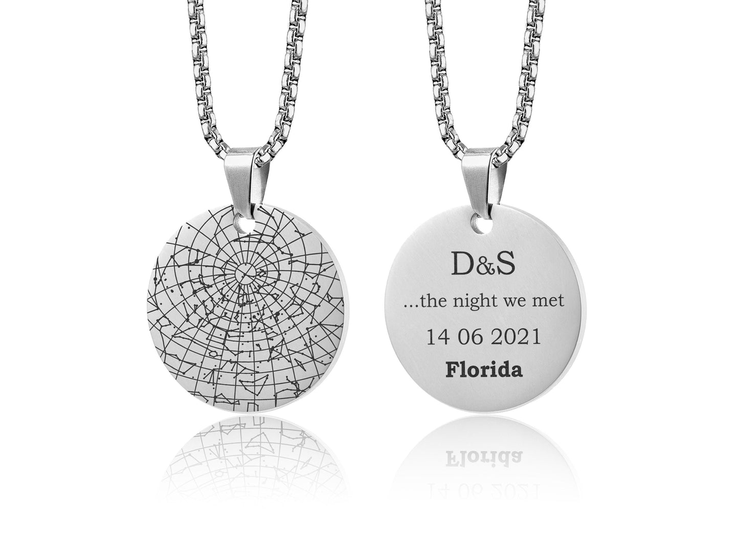 Star Map Necklace For Men, Custom Engraved Star Chart Jewelry, Personalized Night Sky Pendant, Anniversary For Him, Birthday Gift, RP.2