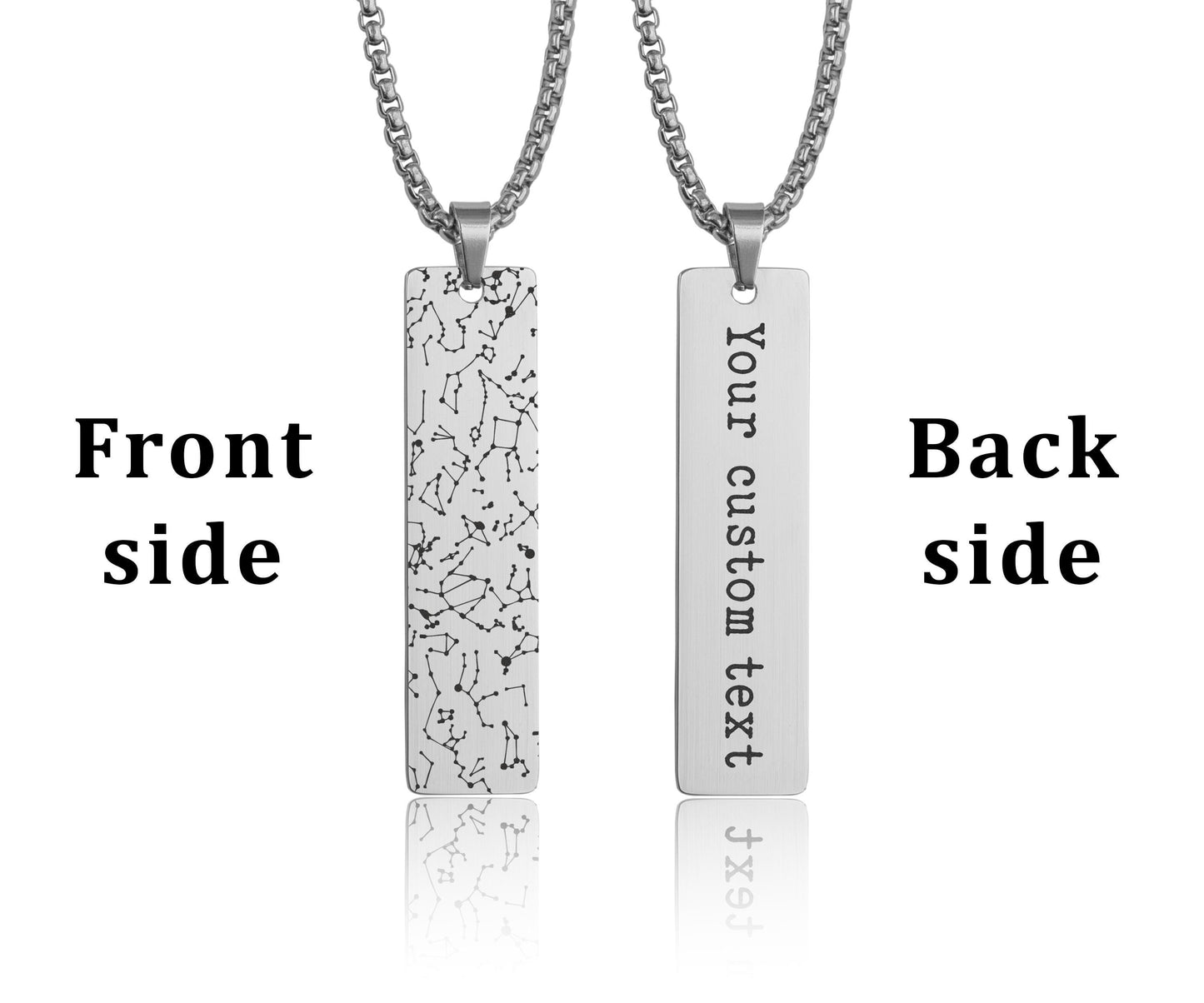 Star Map Necklace For Him, Custom Engraved Necklace, Night Sky Pendant, Personalized Vertical Bar Necklace For Men, Anniversary Gift, RP.2