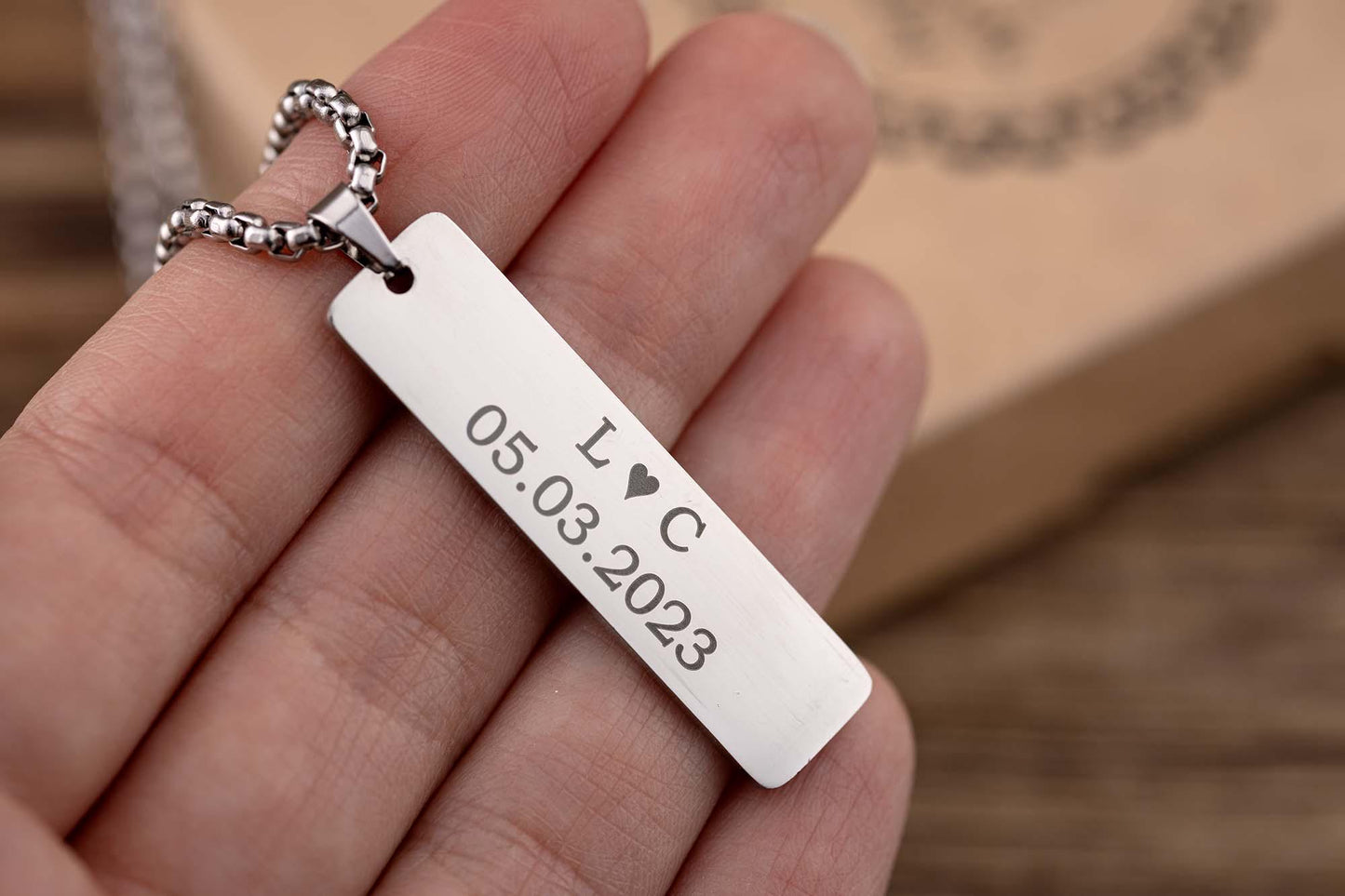 Star Map Necklace For Him, Custom Engraved Necklace, Night Sky Pendant, Personalized Vertical Bar Necklace For Men, Anniversary Gift, RP.2