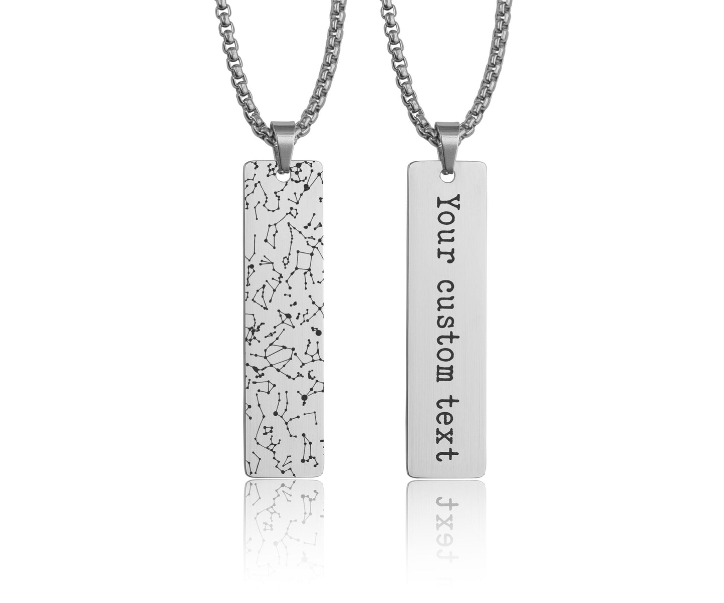 Star Map Necklace For Him, Custom Engraved Necklace, Night Sky Pendant, Personalized Vertical Bar Necklace For Men, Anniversary Gift, RP.2
