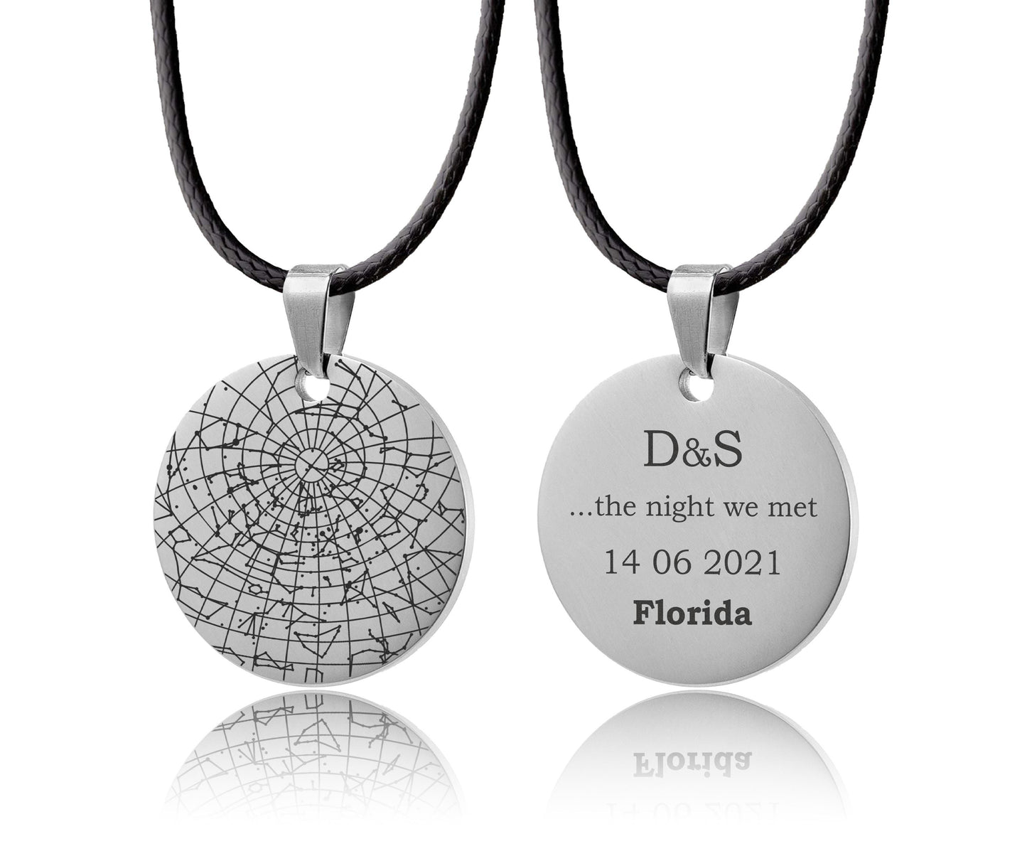 Personalized Star Map Pendant for Men, Custom Night Sky Necklace with Cord, Unique Gift for Him, Birthday or Anniversary Boyfriend Gift RP.2